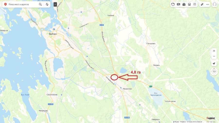Участок Коммерческая 4.80 га Выборгский район — фото 5